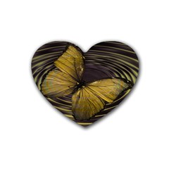 Butterfly Insect Wave Concentric Rubber Coaster (heart)  by Celenk