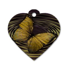 Butterfly Insect Wave Concentric Dog Tag Heart (one Side) by Celenk