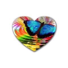 Blue Morphofalter Butterfly Insect Heart Coaster (4 Pack)  by Celenk