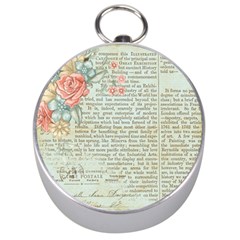 Vintage Floral Background Paper Silver Compasses by Celenk
