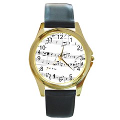 Abuse Background Monochrome My Bits Round Gold Metal Watch by Celenk