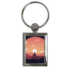 Design Art Hill Hut Landscape Key Chains (rectangle)  by Celenk