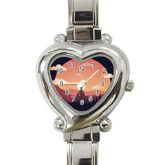 Design Art Hill Hut Landscape Heart Italian Charm Watch by Celenk