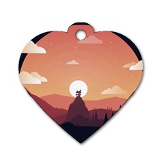 Design Art Hill Hut Landscape Dog Tag Heart (two Sides) by Celenk