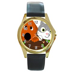 Baby Decoration Cat Dog Stuff Round Gold Metal Watch