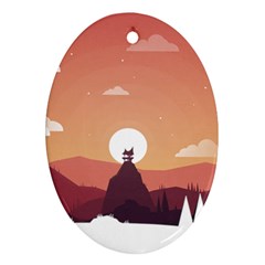 Design Art Hill Hut Landscape Ornament (oval) by Celenk