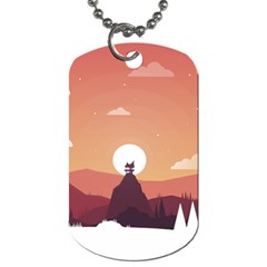 Design Art Hill Hut Landscape Dog Tag (one Side) by Celenk