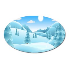 Landscape Winter Ice Cold Xmas Oval Magnet by Celenk