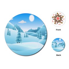 Landscape Winter Ice Cold Xmas Playing Cards (round)  by Celenk