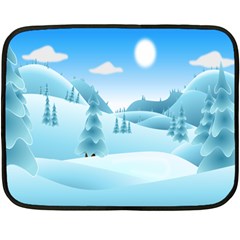 Landscape Winter Ice Cold Xmas Fleece Blanket (mini) by Celenk