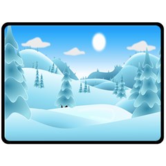 Landscape Winter Ice Cold Xmas Double Sided Fleece Blanket (large)  by Celenk