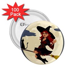 Witch Witchcraft Broomstick Broom 2 25  Buttons (100 Pack) 