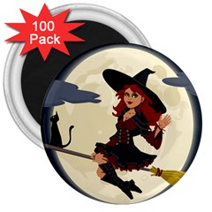 Witch Witchcraft Broomstick Broom 3  Magnets (100 Pack)