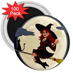 Witch Witchcraft Broomstick Broom 3  Magnets (100 pack) Front