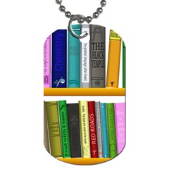 Shelf Books Library Reading Dog Tag (two Sides) by Celenk