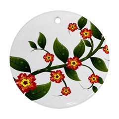 Flower Branch Nature Leaves Plant Ornament (round) by Celenk
