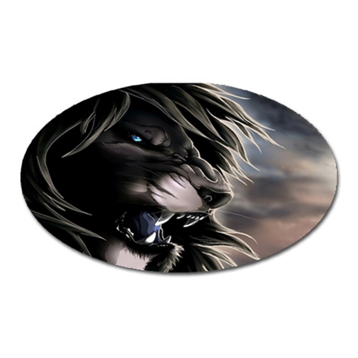 Angry Lion Digital Art Hd Oval Magnet