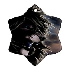 Angry Lion Digital Art Hd Snowflake Ornament (two Sides) by Celenk