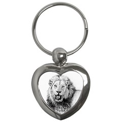 Lion Wildlife Art And Illustration Pencil Key Chains (heart)  by Celenk