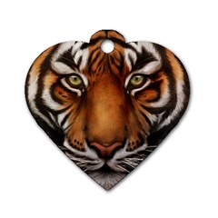 The Tiger Face Dog Tag Heart (one Side) by Celenk