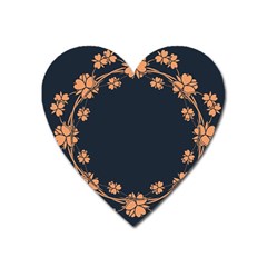 Floral Vintage Royal Frame Pattern Heart Magnet by Celenk