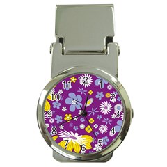 Floral Flowers Money Clip Watches by Celenk