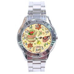 Colored Afternoon Tea Pattern Stainless Steel Analogue Watch by Bigfootshirtshop