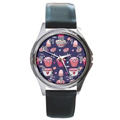 Afternoon Tea And Sweets Round Metal Watch