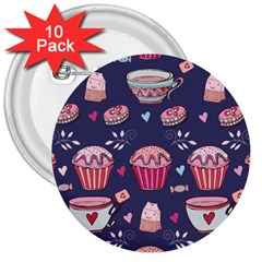 Afternoon Tea And Sweets 3  Buttons (10 pack) 