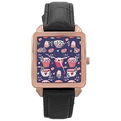 Afternoon Tea And Sweets Rose Gold Leather Watch  by Bigfootshirtshop