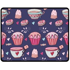 Afternoon Tea And Sweets Double Sided Fleece Blanket (Medium) 