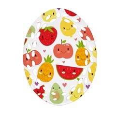 Happy Fruits Pattern Oval Filigree Ornament (two Sides)