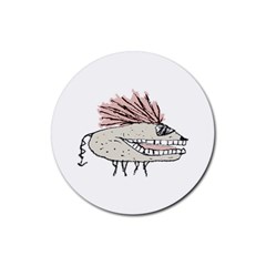 Monster Rat Hand Draw Illustration Rubber Coaster (round)  by dflcprints