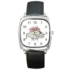 Monster Rat Hand Draw Illustration Square Metal Watch by dflcprints