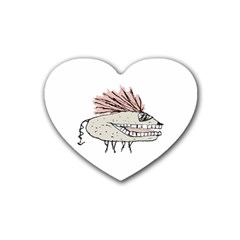 Monster Rat Hand Draw Illustration Heart Coaster (4 Pack)  by dflcprints