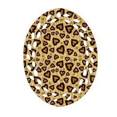 Leopard Heart 01 Ornament (oval Filigree) by jumpercat