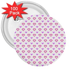 Pixel Hearts 3  Buttons (100 Pack)  by jumpercat