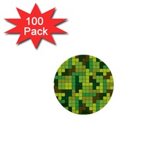 Tetris Camouflage Forest 1  Mini Buttons (100 Pack)  by jumpercat