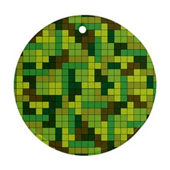 Tetris Camouflage Forest Round Ornament (two Sides) by jumpercat