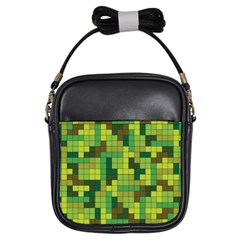 Tetris Camouflage Forest Girls Sling Bags by jumpercat