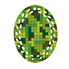 Tetris Camouflage Forest Ornament (oval Filigree)