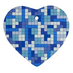 Tetris Camouflage Marine Heart Ornament (two Sides) by jumpercat