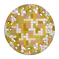 Tetris Camouflage Desert Round Filigree Ornament (Two Sides)