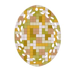 Tetris Camouflage Desert Ornament (Oval Filigree)