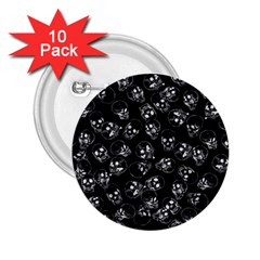 A Lot Of Skulls Black 2 25  Buttons (10 Pack)  by jumpercat