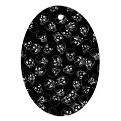 A Lot Of Skulls Black Oval Ornament (two Sides) by jumpercat