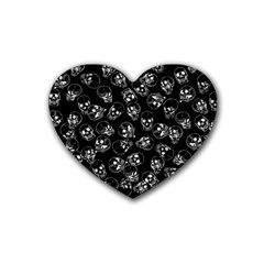 A Lot Of Skulls Black Rubber Coaster (heart)  by jumpercat