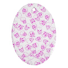 A Lot Of Skulls Pink Oval Ornament (two Sides) by jumpercat