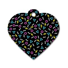 Retro Wave 3 Dog Tag Heart (two Sides)