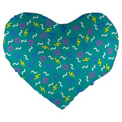 Retro Wave 4 Large 19  Premium Flano Heart Shape Cushions